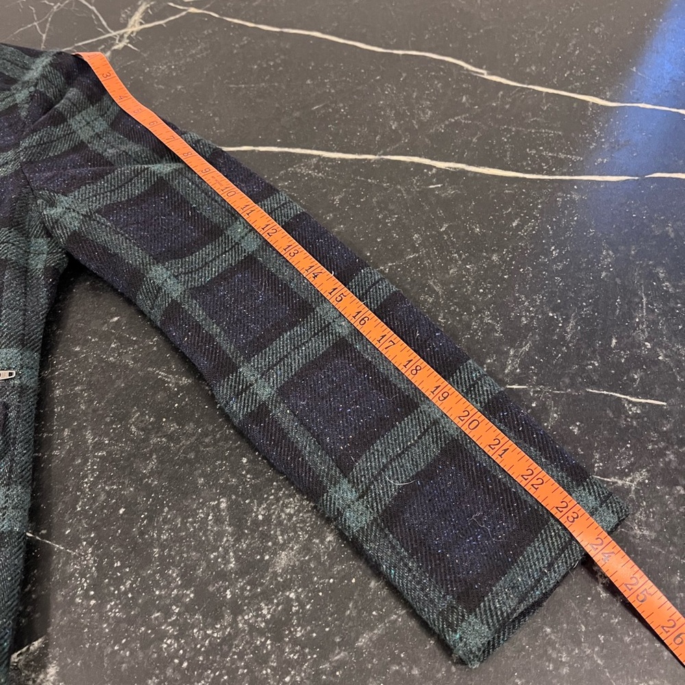 Blackwatch Plaid Wool Blend Snapfront Jacket Blazer Sz Small Stand Collar - Picture 14 of 16